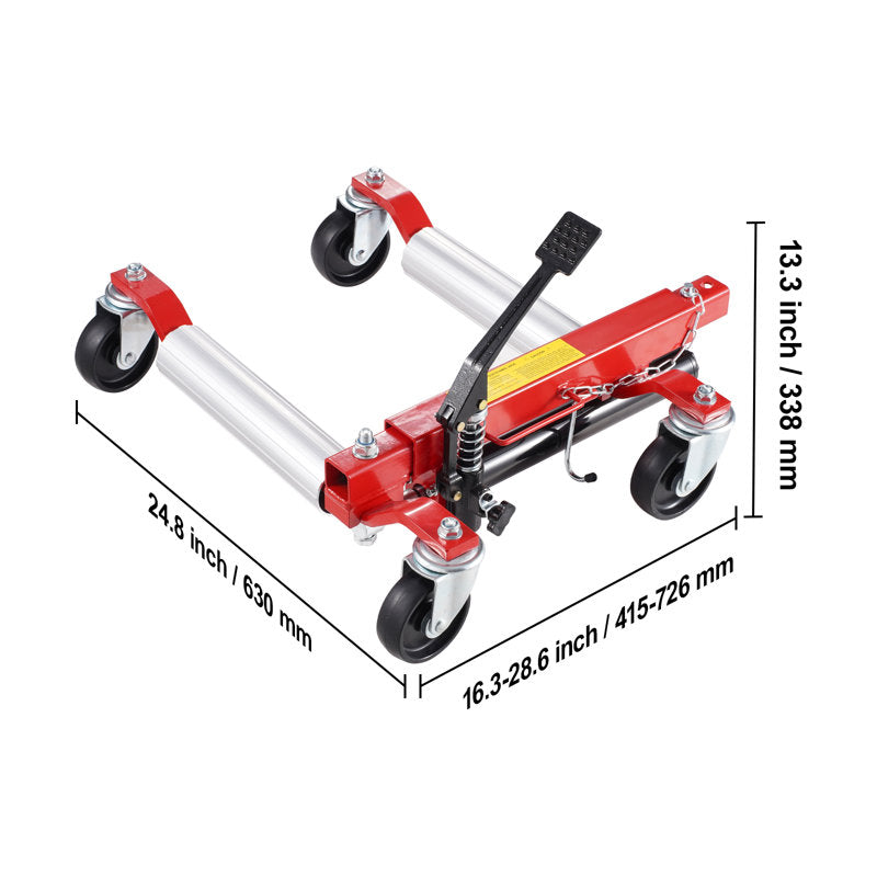 Wheeled dolly, 1500 lb maximum capacity, push dolly with 360° swivel wheels, heavy-duty hydraulic vehicle jack for car repair (Set of 2)