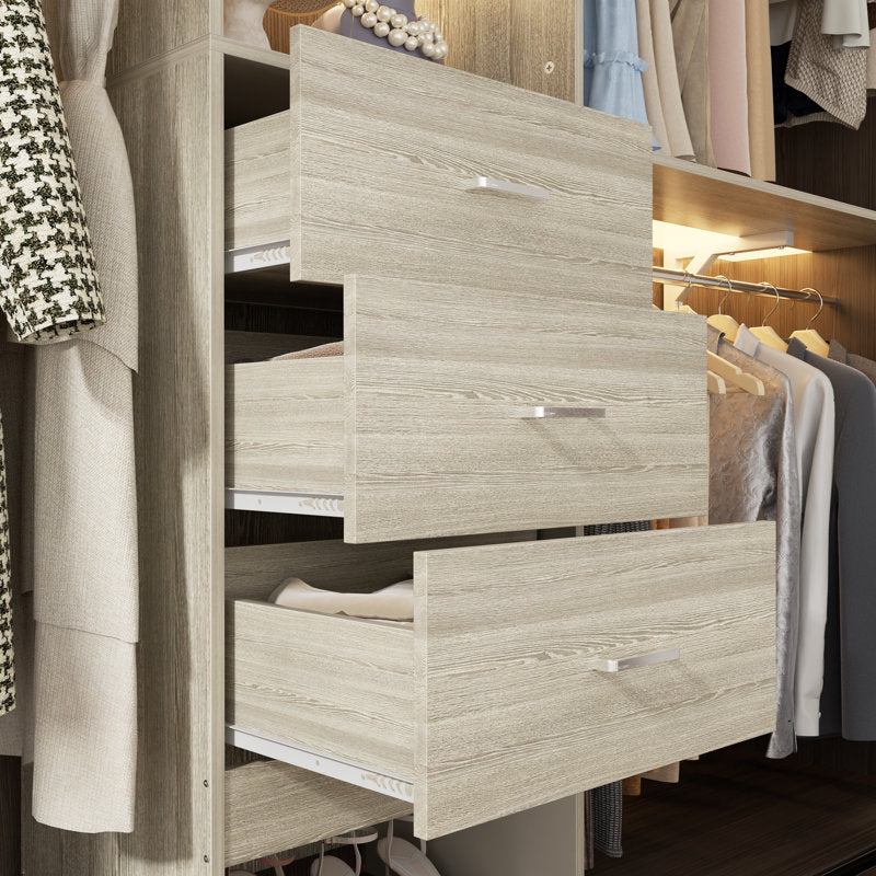 Système de rangement de placard en bois avec portes et tiroirs Bedrije 20"-120"
