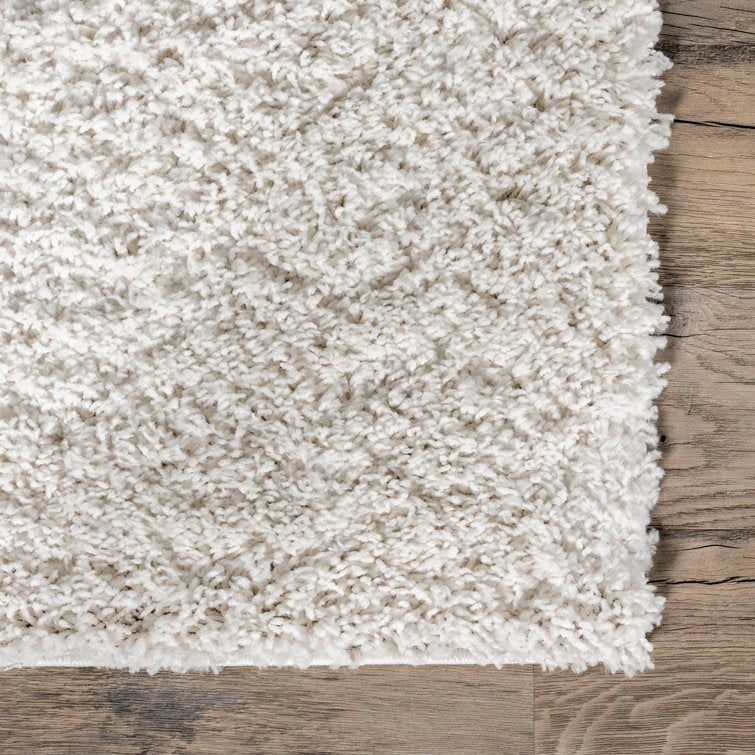 Tapis de couloir uni à poils longs pour salon, chambre, salle à manger, chambre d'enfant, entrée, couloir, blanc cassé, 122 x 183 cm