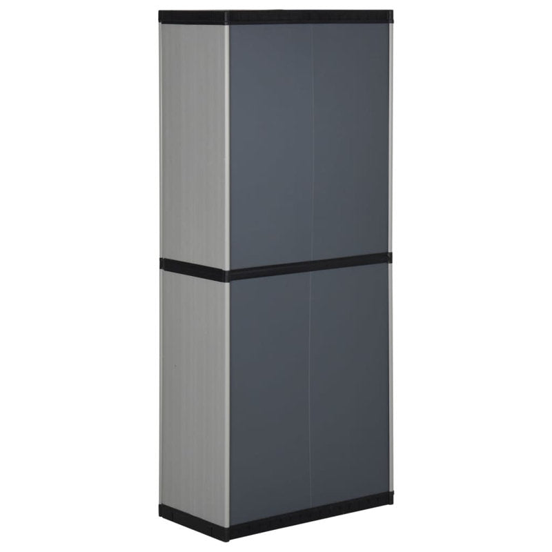 Armoire de jardin vidaXL grise et noire moyenne en PVC et PP (polypropylène) 68 cm x 40 cm x 168 cm 