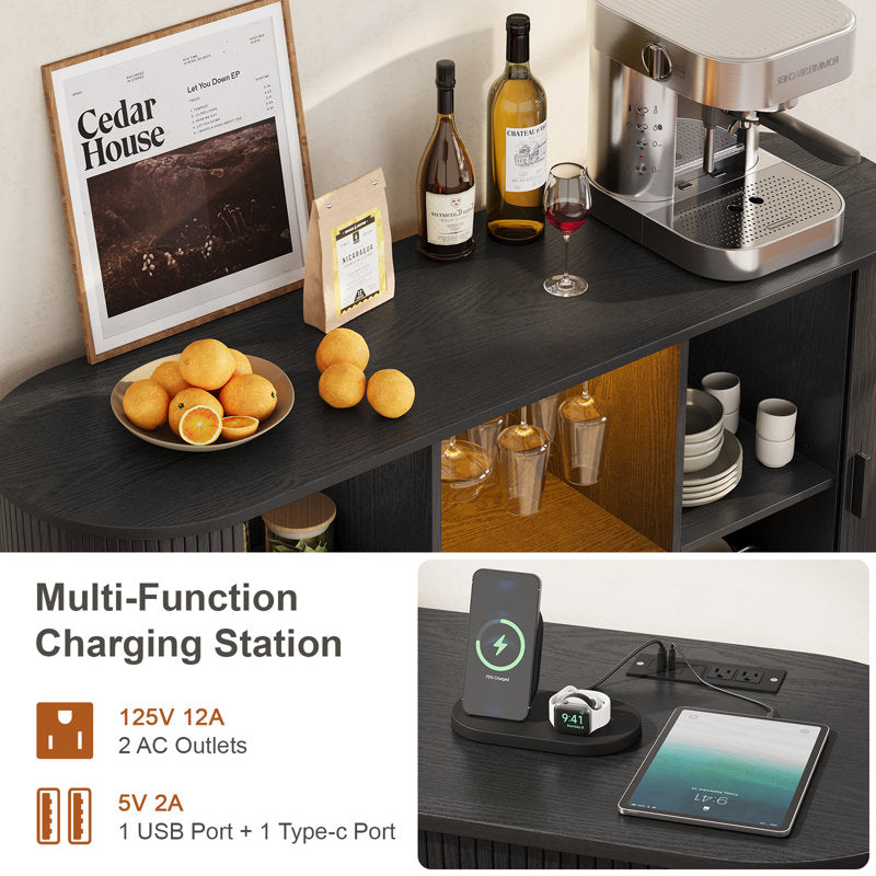 Nashlly Cabinet with LED Lights and Wine Glass Storage
