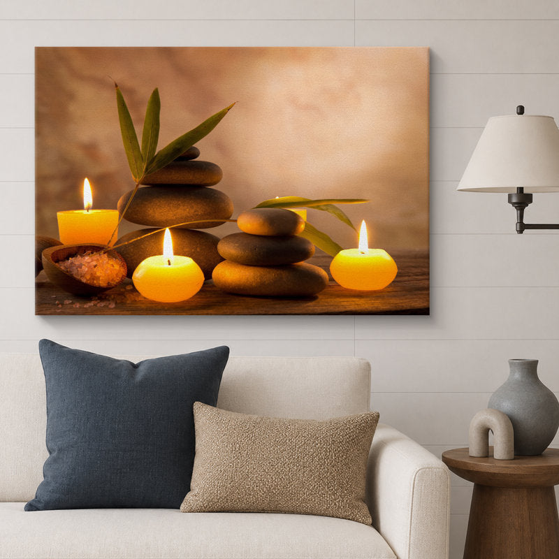 Zen Stones Relax and Calm Massage Laundry Room Bathroom Decor Large Canvas Wall Art Art Print 24x16”