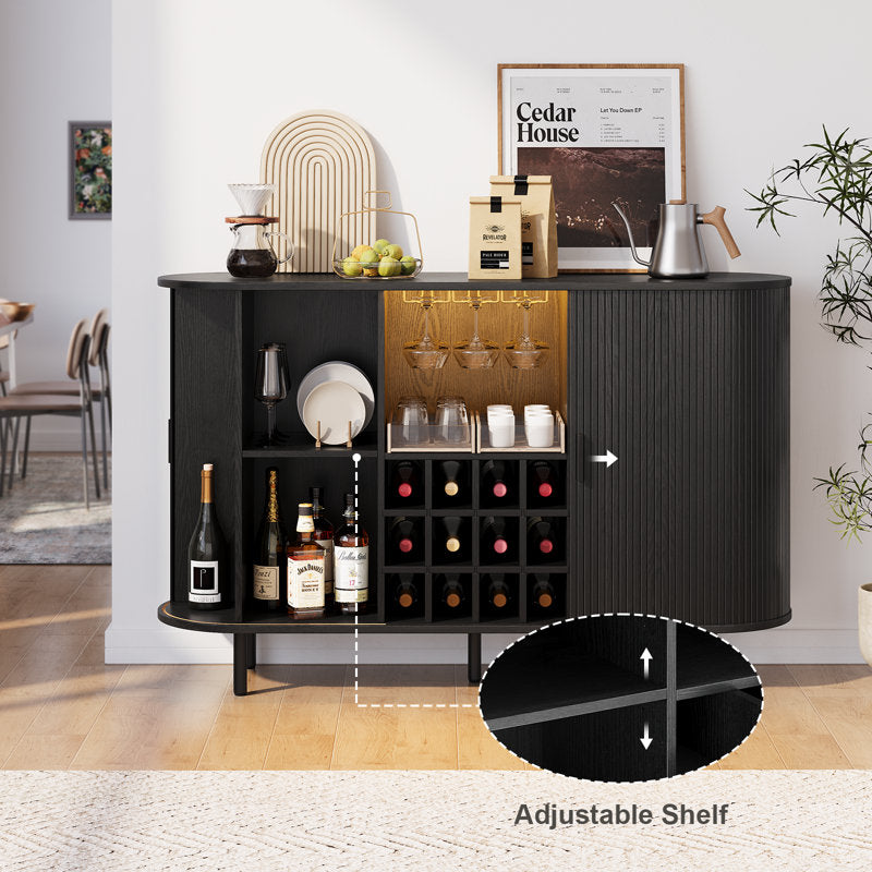 Nashlly Cabinet with LED Lights and Wine Glass Storage