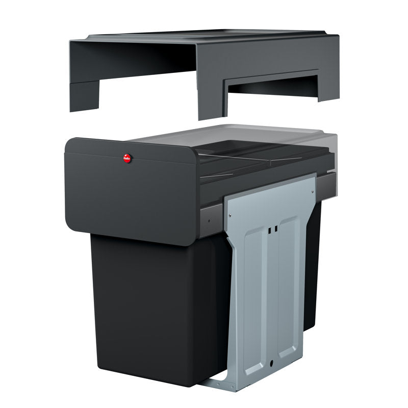 Poubelle de 7,4 gallons à plusieurs compartiments pour déchets et recyclage, couleur noire 