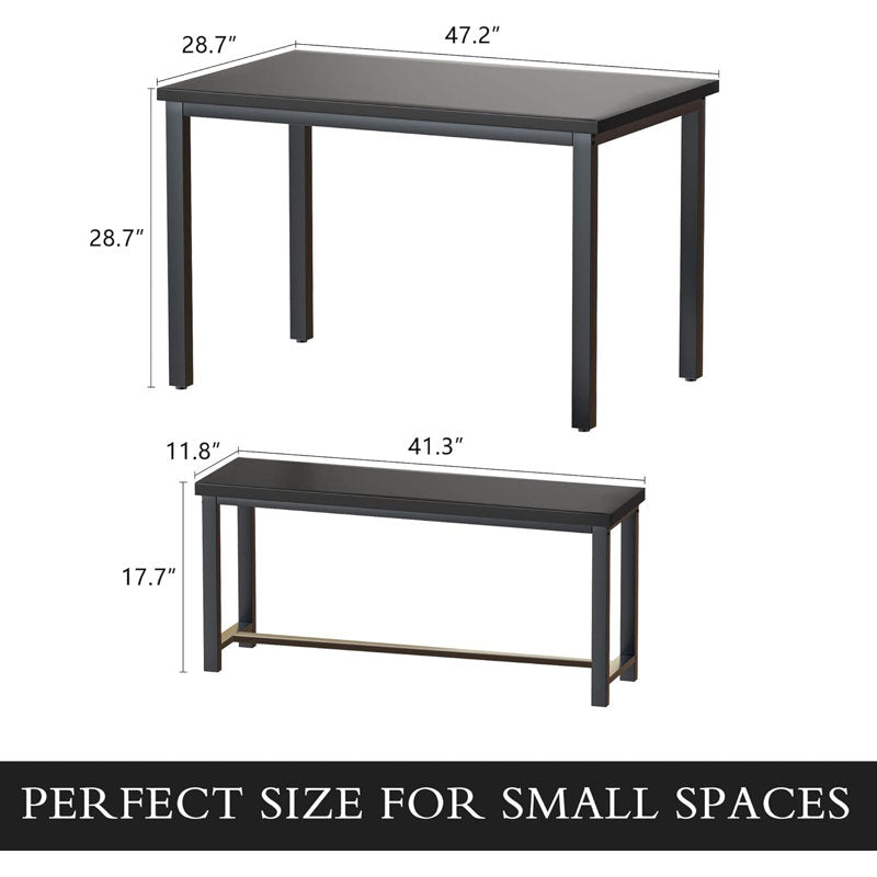 Ensemble de salle à manger Kaihlani pour 4 personnes (table de 119 cm de long) Noir