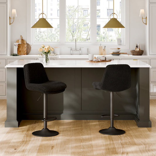 Tabouret de Bar et Comptoir Ajustable en Bouclé - Liquidation Boîte Ouverte