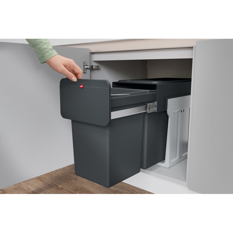 Poubelle de 7,4 gallons à plusieurs compartiments pour déchets et recyclage, couleur noire 