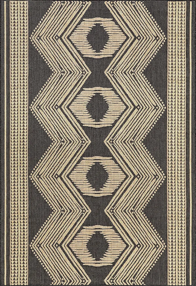 nuLOOM Ranya Tribal Indoor/Outdoor Area Rug for Living Room Patio Deck Front Porch Kitchen, Dark Grey/Ivory 8x10
