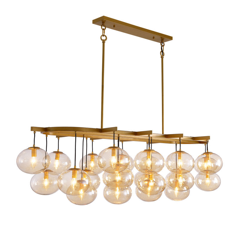 Adelene 72" 24-Light Dimmable Modern Rectangular Linear Bubble Glass Chandelier