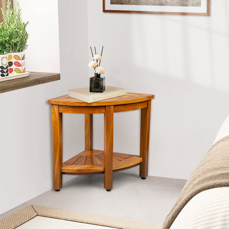 Tabouret de douche d'angle en teck de 40 cm de large