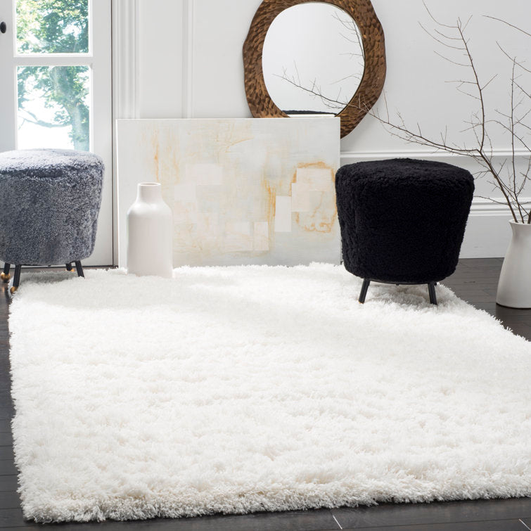 Tapis blanc Hermina White Area Rug 4x6
