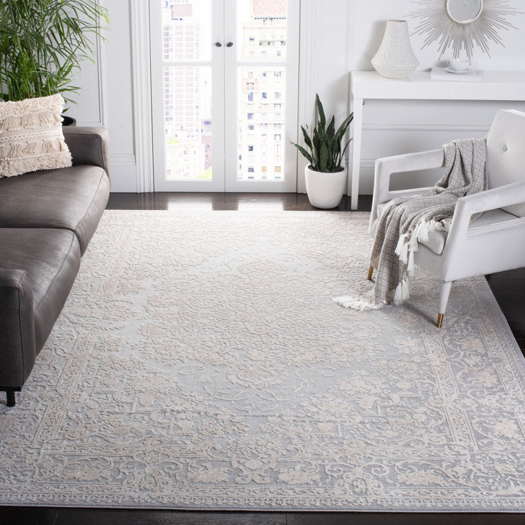 Calidia Oriental Light Grey/Cream Area Rug