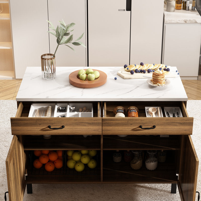 Îlot de cuisine Sturbridge 47,2'' avec plateau en bois massif et composite
