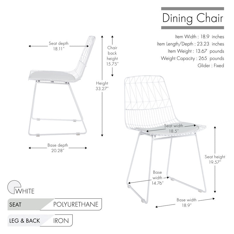Chaise de salle à manger en métal avec coussin d'assise en cuir PU (lot de 2)