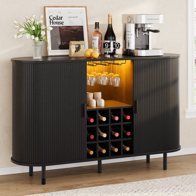 Nashlly Cabinet with LED Lights and Wine Glass Storage