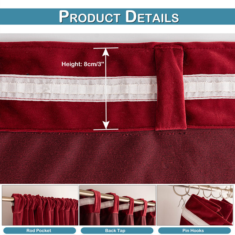 Lauier Velvet Room Darkening Curtain Pair (Rouge)