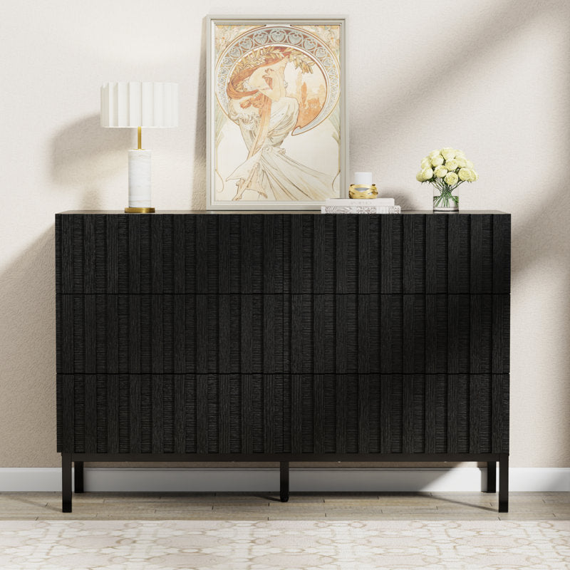 Commode double Endress à 6 tiroirs, 110 cm de largeur (NOIR) 