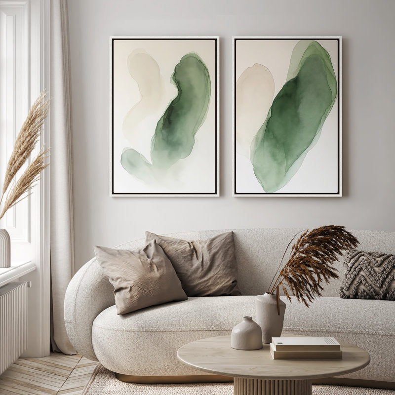 Tableau sur toile encadré, impression abstraite vintage sur toile 24 x 16 avec cadre blanc