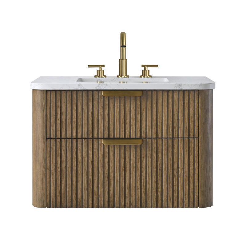 Meuble-lavabo simple mural Liljan 30'' avec comptoir en pierre reconstituée