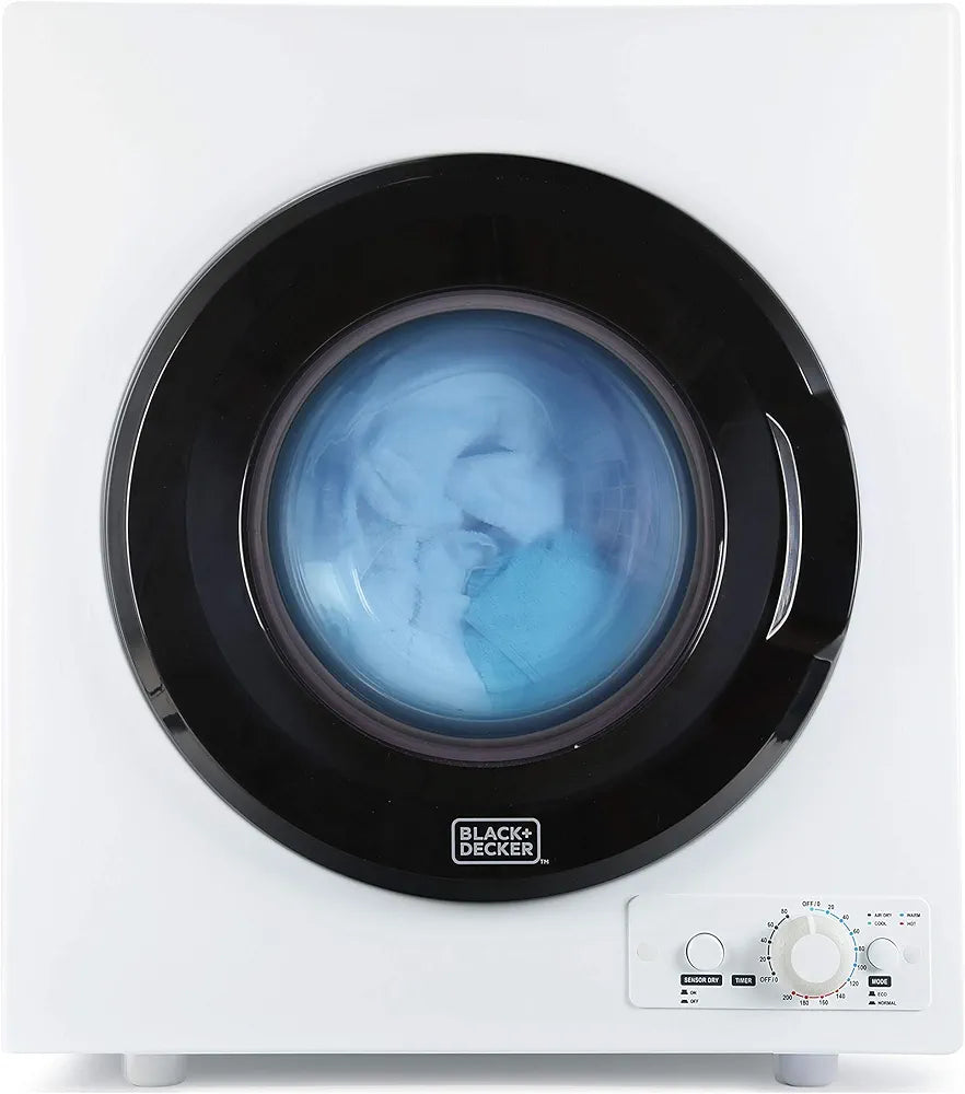 Sèche-linge compact Black+Decker pour prise murale standard, petit, 4 programmes, capacité de séchage 6 kg