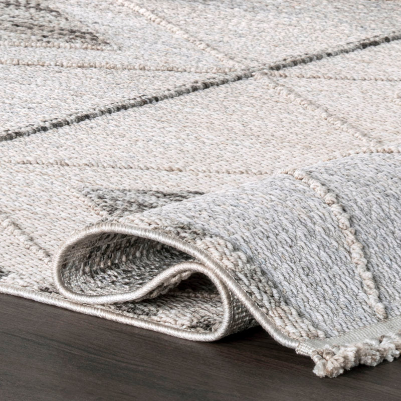 Geometric Grey White Area Rug, 6'7'' X 9'10''