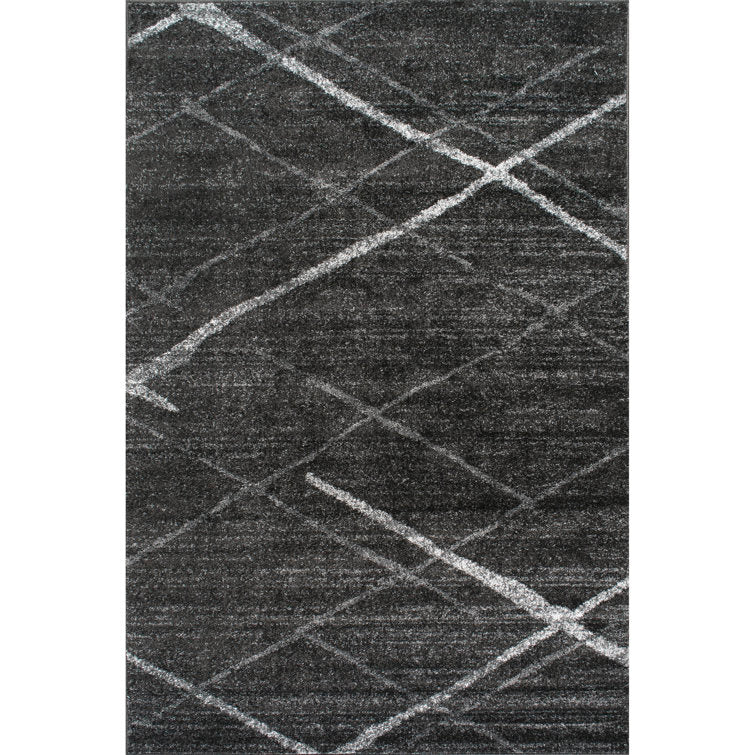 Amiia Contemporary Abstract Accent Rug for Living Room Bedroom Dining Room Entryway Kitchen, Charcoal/Grey 4x6