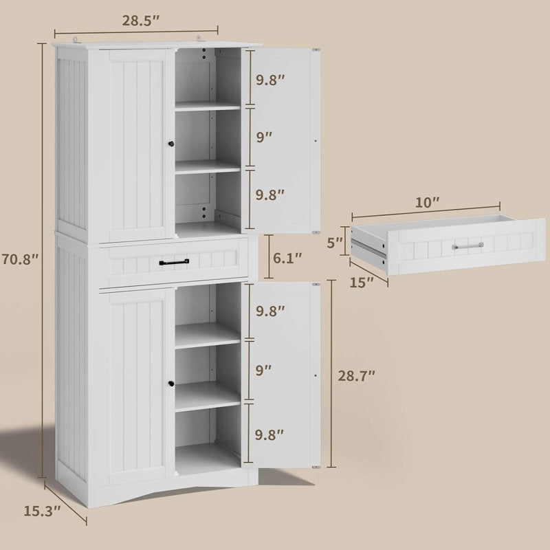 Garde-manger de cuisine moderne Orys 70,8 po, couleur blanche