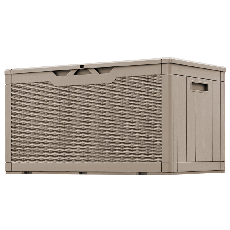 Coffre de jardin Furmax en plastique de 100 gallons, verrouillable, couleur beige