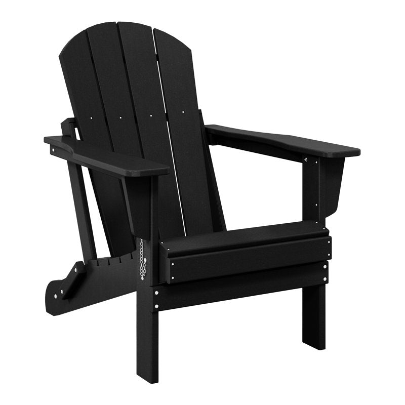 Chaise Adirondack pliante d'extérieur Shawnna résistante aux intempéries, noire 