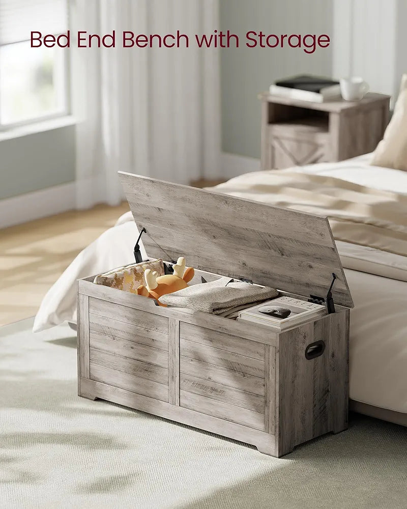 Banc de rangement VASAGLE Gris cendré - Style ferme 40 x 100 x 46 cm 