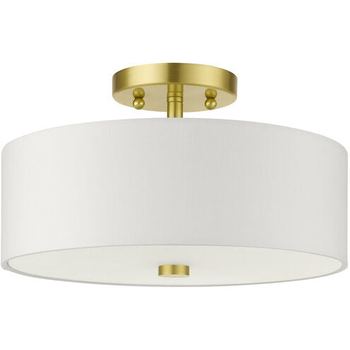 Plafonnier semi-encastré Chandran à 2 lumières, beige avec cache doré
