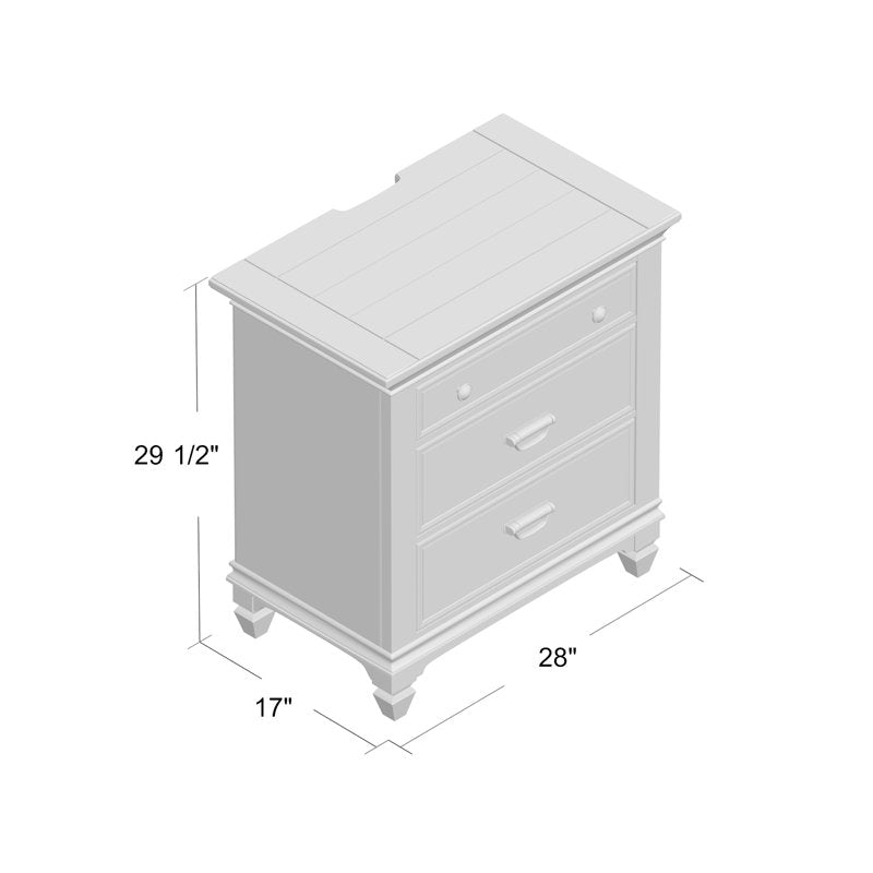 Table de chevet Colburn avec station de recharge, plateau gris foncé et base blanche 