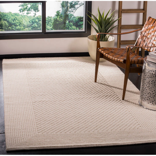 Brookneal hand-woven flat-woven ivory wool and cotton rug 9x12