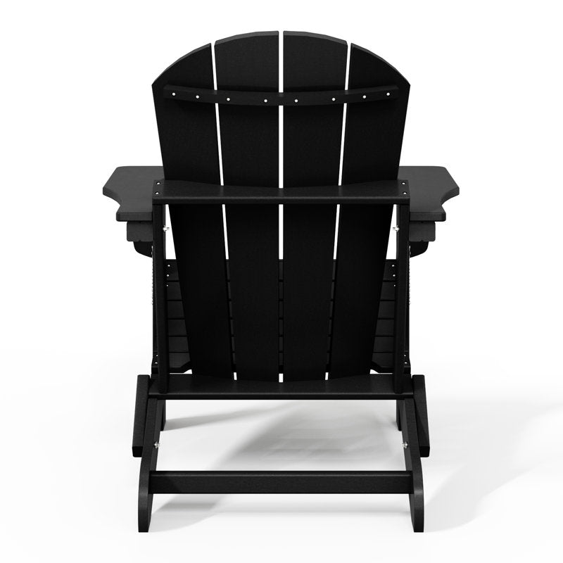 Chaise Adirondack pliante d'extérieur Shawnna résistante aux intempéries, noire 