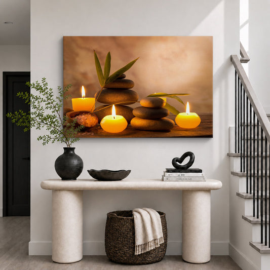 Zen Stones Relax and Calm Massage Laundry Room Bathroom Decor Large Canvas Wall Art Art Print 24x16”
