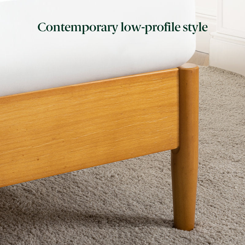 Lit plateforme Whitman, profil bas, style moderne du milieu du siècle, couleur bois brun, taille standard 