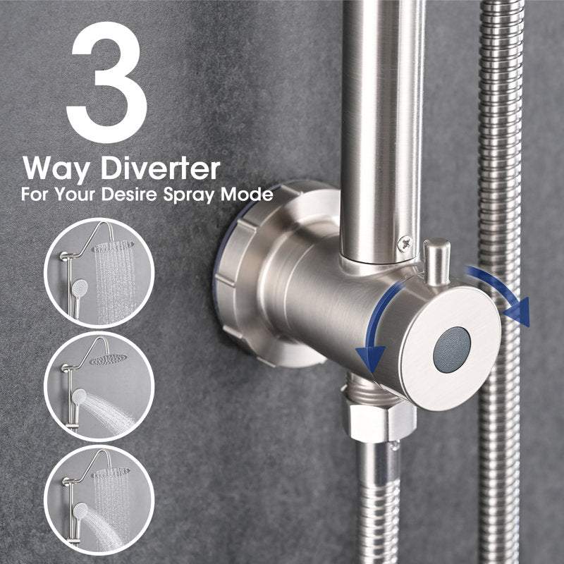 Shower System with 10-inch Rain Shower Head, 4-Function Adjustable Dual Shower Head
