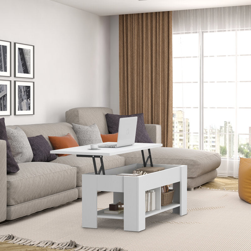 Table basse extensible Sparta avec plateau relevable et rangement