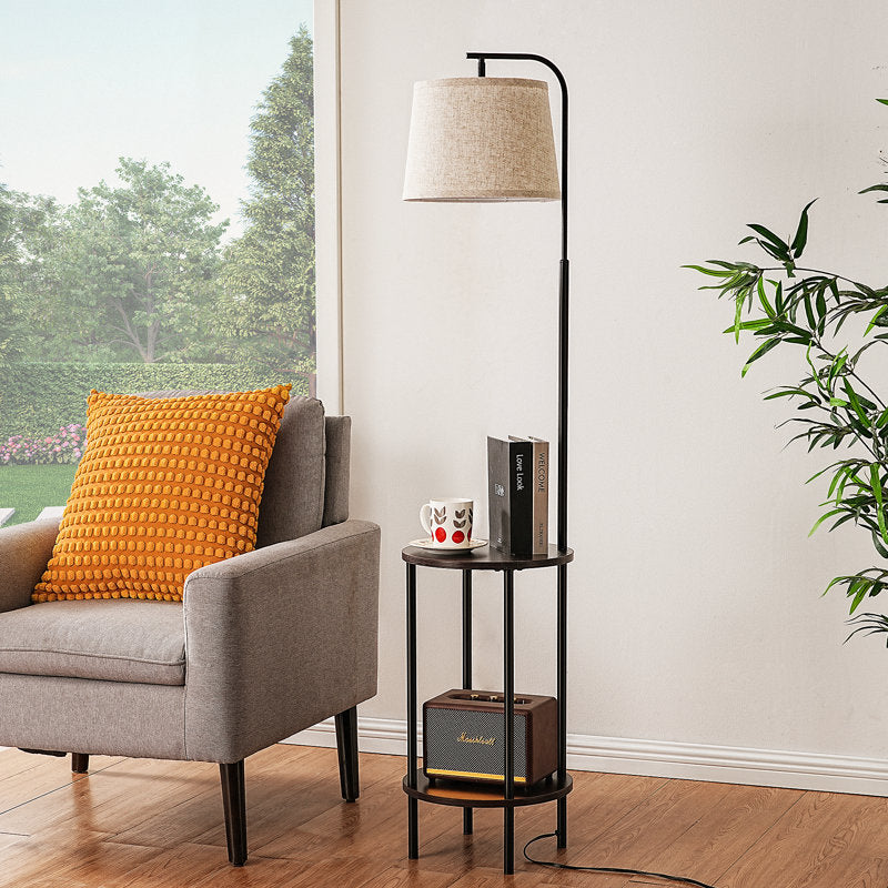 Lampadaire table d'appoint 62" Noir/Ébène 