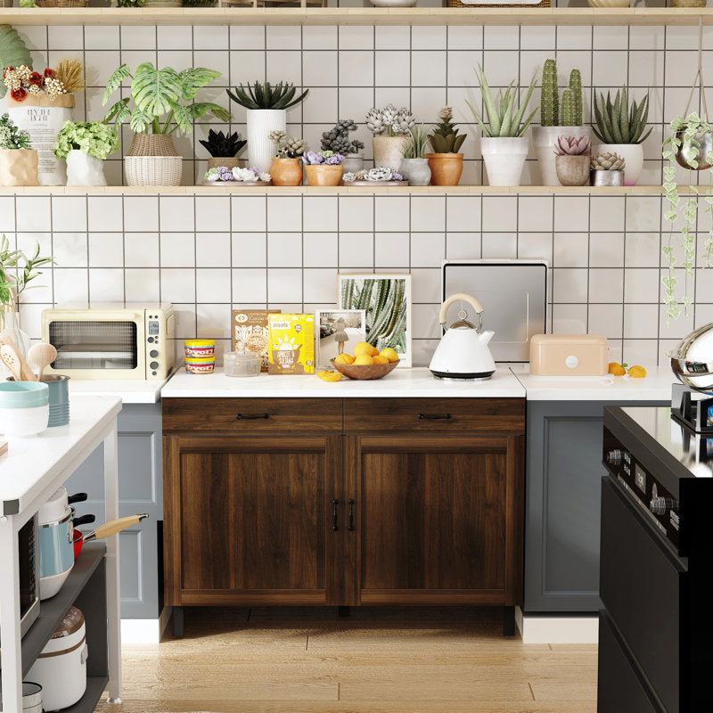 Îlot de cuisine Sturbridge 47,2'' avec plateau en bois massif et composite