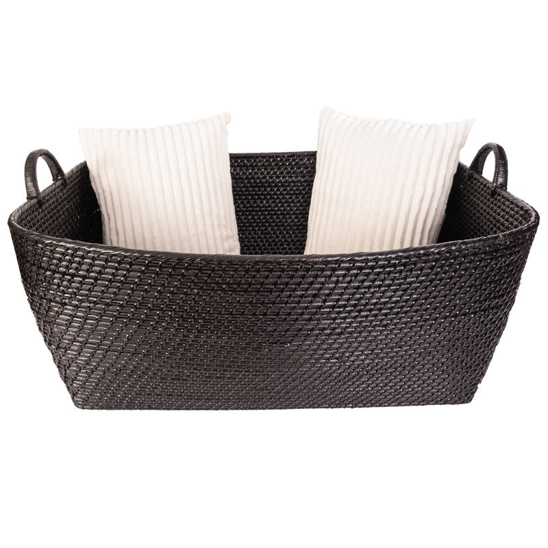 Panier en rotin noir Thelma
 H 14 po xl 31 po x P 25 po