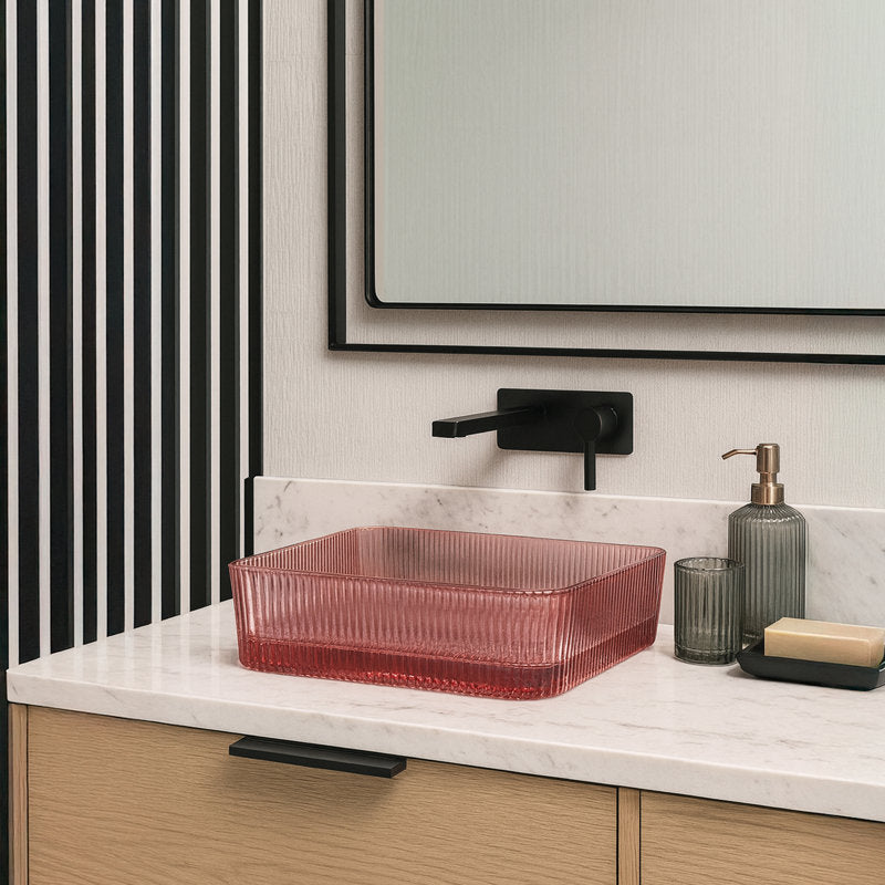 15" Square Tempered Glass Bathroom Sink