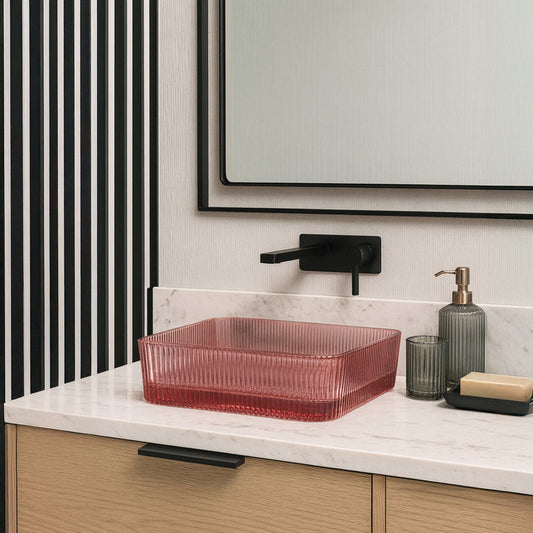 15" Square Tempered Glass Bathroom Sink