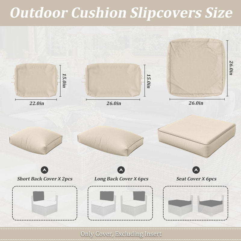 Housse de coussin pour ensemble de 14 pièces pour salon de jardin (housses uniquement)