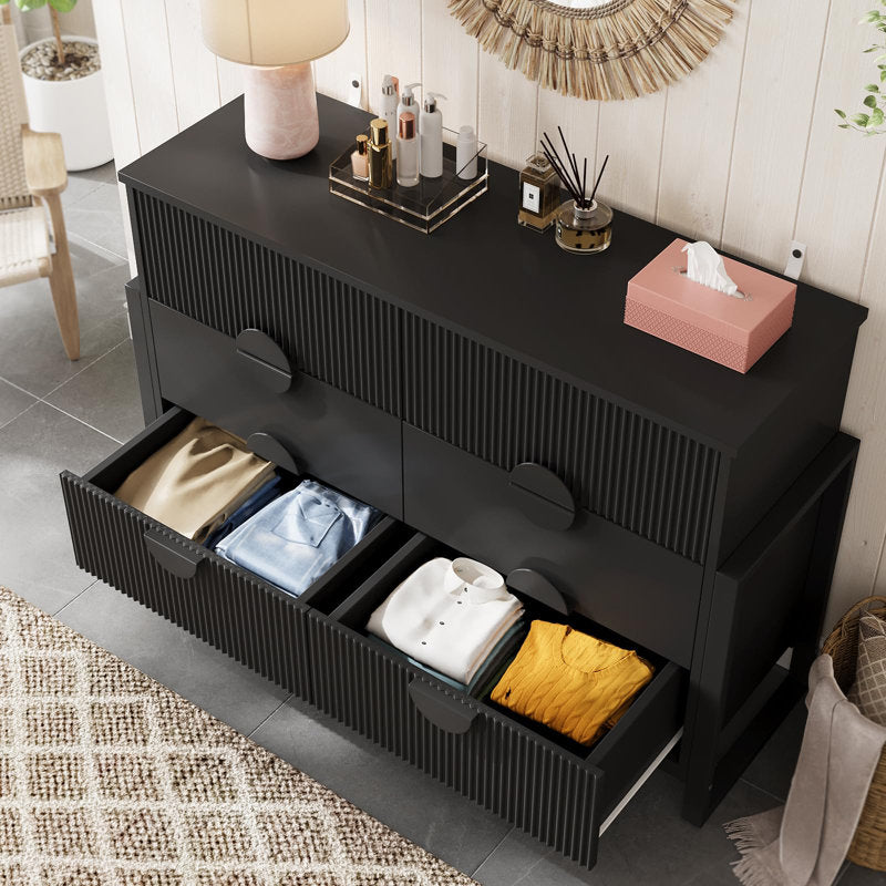 Commode moderne à 6 tiroirs, de couleur noirâtre