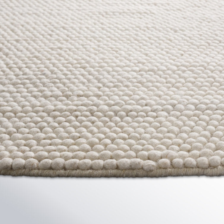 Tapis Elle fait main ivoire, rond de 3 m 