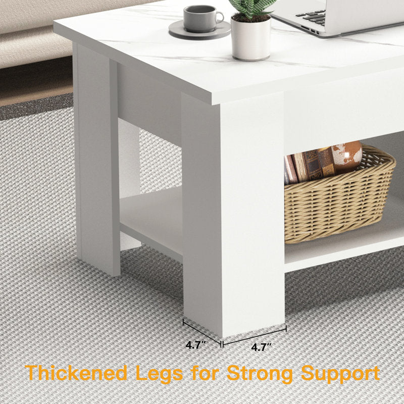 Table basse extensible Sparta avec plateau relevable et rangement