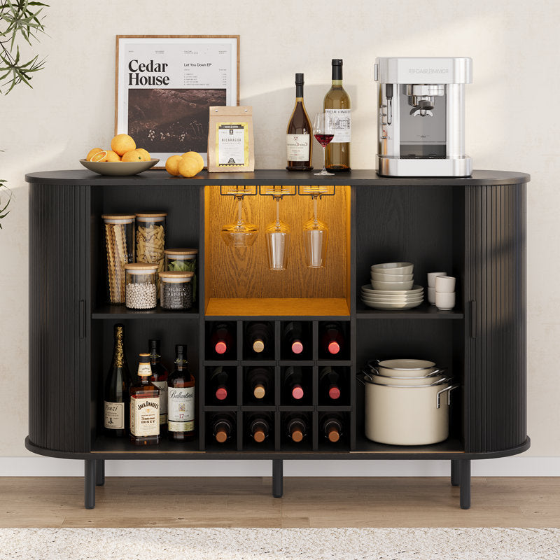 Nashlly Cabinet with LED Lights and Wine Glass Storage