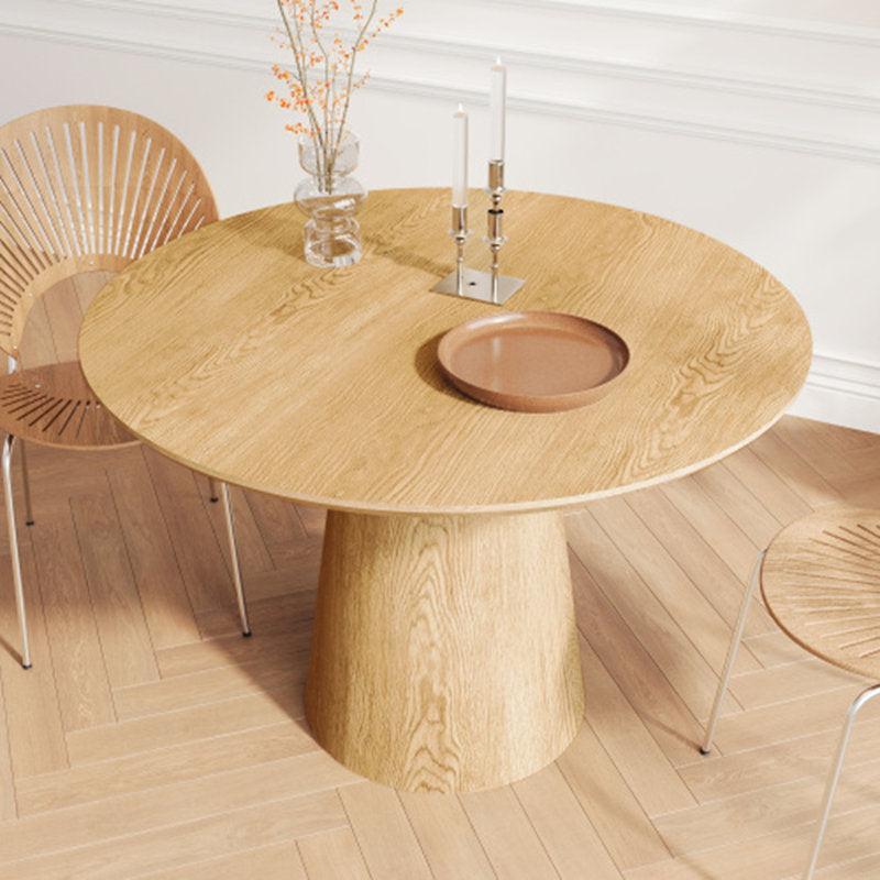 Table de salle à manger ronde Makai avec piètement en bois marron 