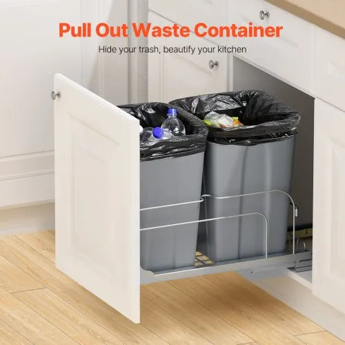 Poubelle de cuisine coulissante double de 27 QT x 2